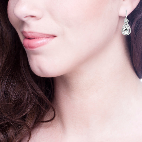 Silver Victorian Clear Teardrops