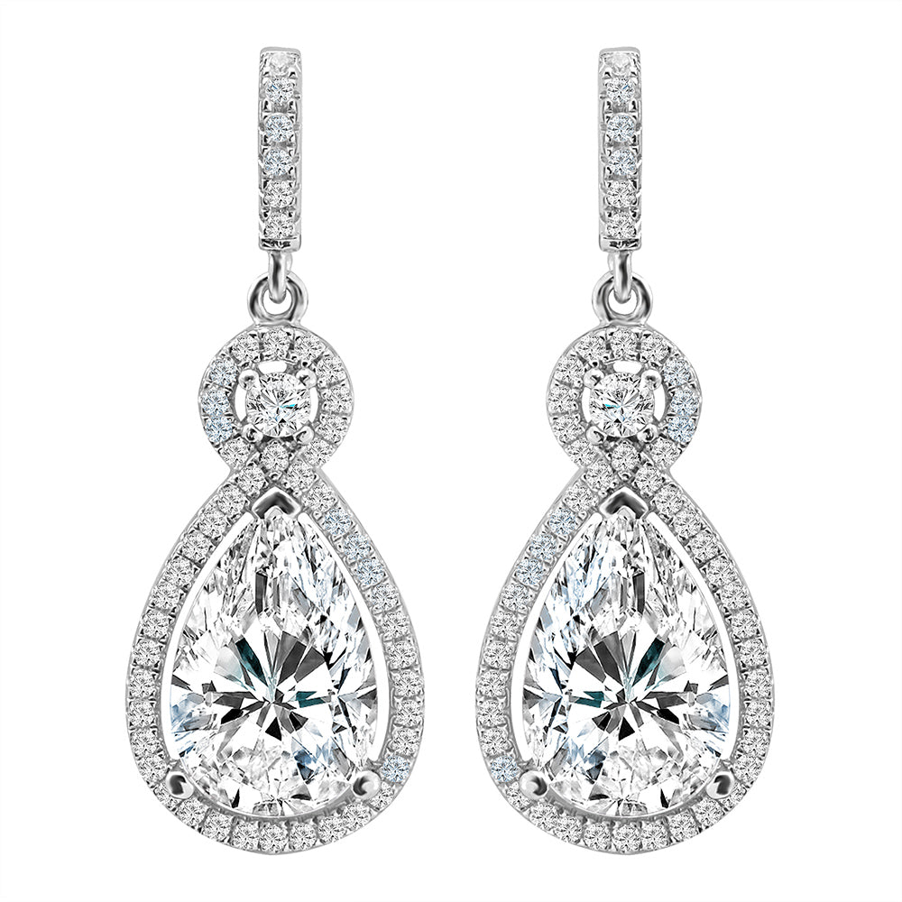 Silver Victorian Clear Teardrops