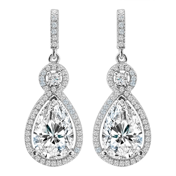 Silver Victorian Clear Teardrops