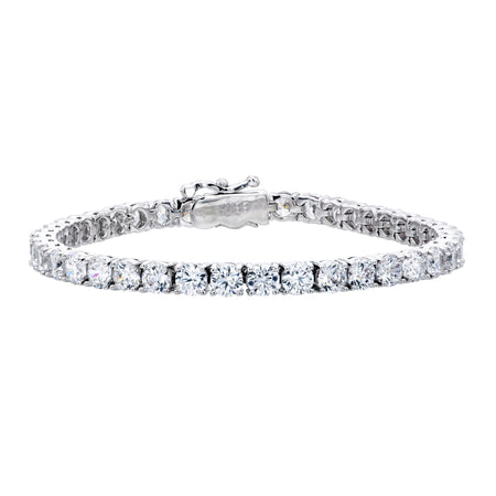 Silver Round 5mm Solitaire Eternity Bangle with Double Security Clasp