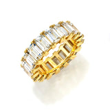 18 KGP 4 Prong Emerald Cut Eternity Ring Band