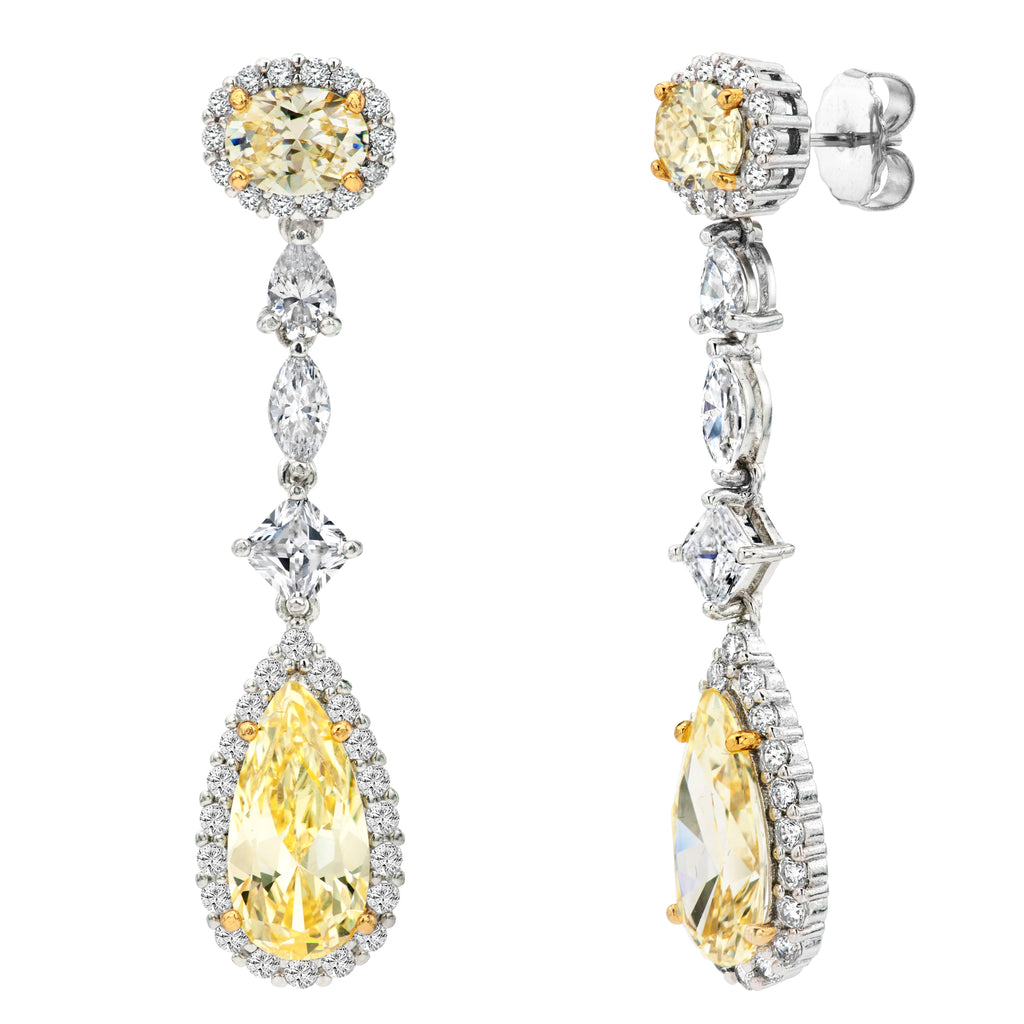 Silver Fancy Light Yellow Regal Teardrops with 18 KGP Prongs
