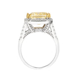 Sterling Silver 8 Carat Fancy Light Yellow Emerald Cut Ring with 18 KGP Prongs