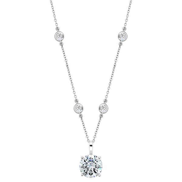 Sterling 10mm Clear Round Filagree Pendant on 18" Regal Short Floating Chain (Pendant & Chain Sold Together. Pendant is Removable from Chain).