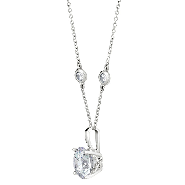 Sterling 10mm Clear Round Filagree Pendant on 18" Regal Short Floating Chain (Pendant & Chain Sold Together. Pendant is Removable from Chain).