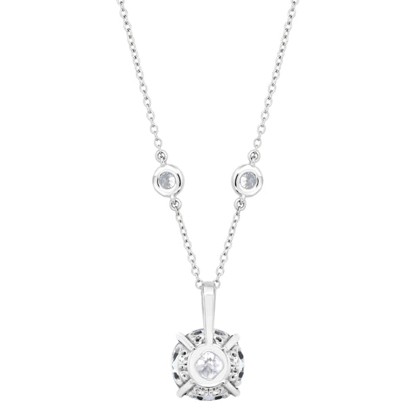 Sterling 10mm Clear Round Filagree Pendant on 18" Regal Short Floating Chain (Pendant & Chain Sold Together. Pendant is Removable from Chain).