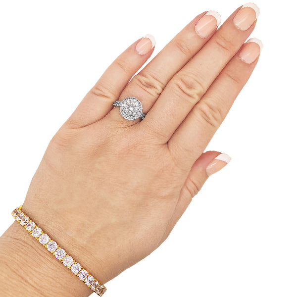18 KGP Round 5mm Solitaire Eternity Bangle with Double Security Clasp