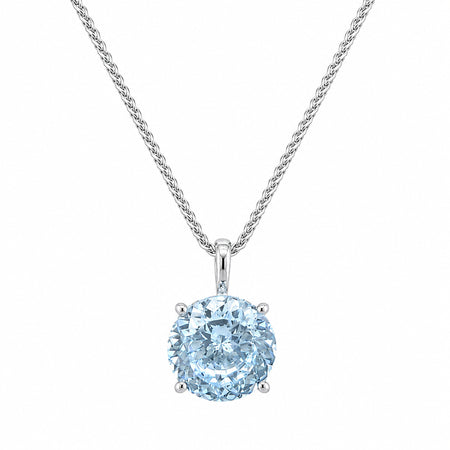 HAUTE COUTURE COMPOSERS COLLECTION Radiant Crushed Ice Cut 24 Carat Fancy Light Blue Pendant on Sterling 1.5 mm Adjustable Diamond Cut Wheat Chain, 20" (Pendant & Chain Sold Together. Pendant is Removable from Chain).