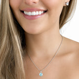 HAUTE COUTURE COMPOSERS COLLECTION Round 6 Carat Centurion Cut Aquamarine-Hued Pendant on Sterling 1.1mm Round Wheat Chain, 18