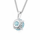 HAUTE COUTURE COMPOSERS COLLECTION Round 11 Carat Centurion Cut Aquamarine-Hued Pendant on Sterling 1.1mm Round Wheat Chain, 18