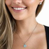 HAUTE COUTURE COMPOSERS COLLECTION Round 11 Carat Centurion Cut Aquamarine-Hued Pendant on Sterling 1.1mm Round Wheat Chain, 18
