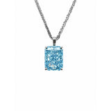 HAUTE COUTURE COMPOSERS COLLECTION Radiant Crushed Ice Cut 24 Carat Fancy Light Blue Pendant on Sterling 1.5 mm Adjustable Diamond Cut Wheat Chain, 20