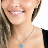 HAUTE COUTURE COMPOSERS COLLECTION Radiant Crushed Ice Cut 24 Carat Fancy Light Blue Pendant on Sterling 1.5 mm Adjustable Diamond Cut Wheat Chain, 20