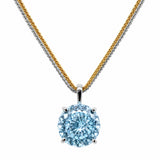 HAUTE COUTURE COMPOSERS COLLECTION Round 17 Carat Centurion Cut Aquamarine-Hued Pendant on 2 Chains: Sterling and 18 KGP 1.1 mm Round Wheat, 18