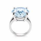 HAUTE COUTURE COMPOSERS COLLECTION Sterling Silver 17 Carat Centurion Cut Round Solitaire 4 Prong Ring
