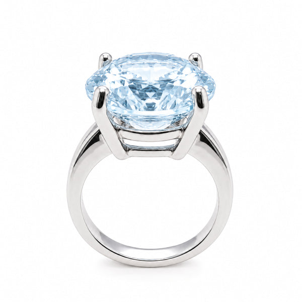HAUTE COUTURE COMPOSERS COLLECTION Sterling Silver 17 Carat Centurion Cut Round Solitaire 4 Prong Ring