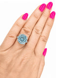 HAUTE COUTURE COMPOSERS COLLECTION Sterling Silver 17 Carat Centurion Cut Round Solitaire 4 Prong Ring