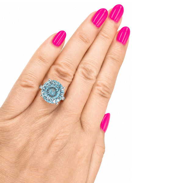 HAUTE COUTURE COMPOSERS COLLECTION Sterling Silver 17 Carat Centurion Cut Round Solitaire 4 Prong Ring