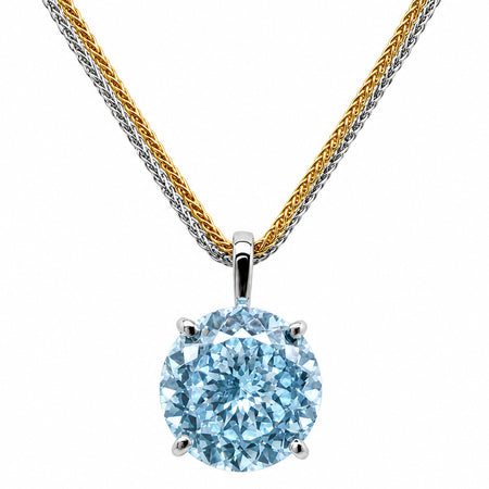 HAUTE COUTURE COMPOSERS COLLECTION Radiant Crushed Ice Cut 24 Carat Fancy Light Blue Pendant on Sterling 1.5 mm Adjustable Diamond Cut Wheat Chain, 20" (Pendant & Chain Sold Together. Pendant is Removable from Chain).