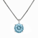 HAUTE COUTURE COMPOSERS COLLECTION Round 17 Carat Centurion Cut Aquamarine-Hued Pendant on Sterling 1.5mm Adjustable Diamond Cut Wheat Chain, 20