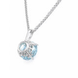 HAUTE COUTURE COMPOSERS COLLECTION Round 17 Carat Centurion Cut Aquamarine-Hued Pendant on Sterling 1.5mm Adjustable Diamond Cut Wheat Chain, 20