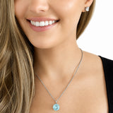 HAUTE COUTURE COMPOSERS COLLECTION Round 17 Carat Centurion Cut Aquamarine-Hued Pendant on Sterling 1.5mm Adjustable Diamond Cut Wheat Chain, 20