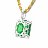 HAUTE COUTURE COMPOSERS COLLECTION Radiant Crushed Ice Cut 21 Carat Emerald-Hued Pendant on 2 Chains: Sterling and 18 KGP 1.1 mm Round Wheat, 20