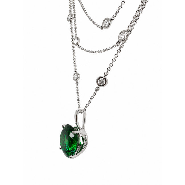 HAUTE COUTURE COMPOSERS COLLECTION Round 17 Carat Centurion Cut Emerald-Hued Pendant on Sterling 6-in-1 Necklace, 54" (Pendant & Chain Sold Together. Pendant is Removable from Chain).