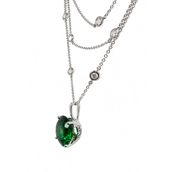 HAUTE COUTURE COMPOSERS COLLECTION Round 17 Carat Centurion Cut Emerald-Hued Pendant on Sterling 6-in-1 Necklace, 54" (Pendant & Chain Sold Together. Pendant is Removable from Chain).