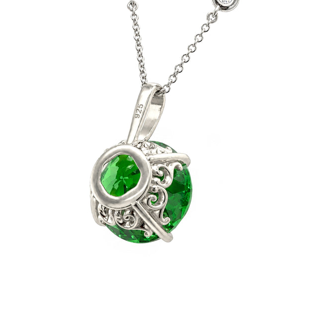 HAUTE COUTURE COMPOSERS COLLECTION Round 17 Carat Centurion Cut Emerald-Hued Pendant on Sterling 6-in-1 Necklace, 54" (Pendant & Chain Sold Together. Pendant is Removable from Chain).