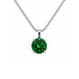 HAUTE COUTURE COMPOSERS COLLECTION Round 2 Carat Centurion Cut Emerald-Hued Pendant on Sterling 1.2mm Diamond Cut Wheat Chain,19