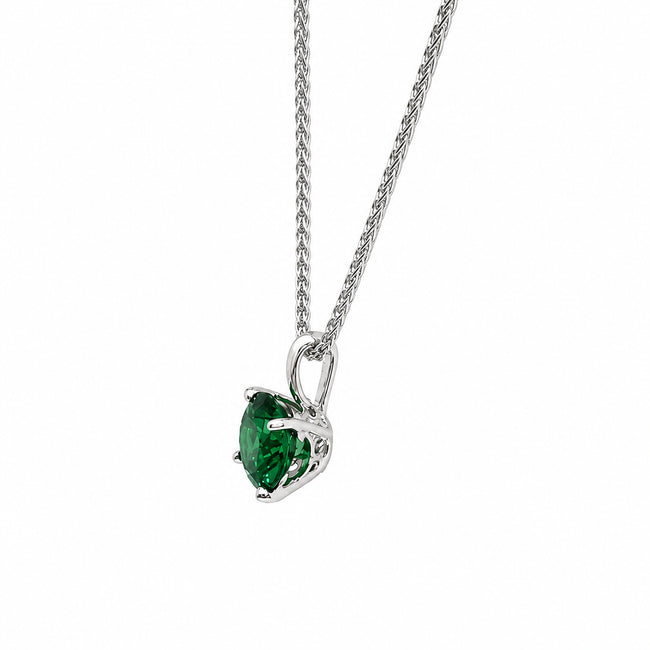 HAUTE COUTURE COMPOSERS COLLECTION Round 2 Carat Centurion Cut Emerald-Hued Pendant on Sterling 1.2mm Diamond Cut Wheat Chain,19" Adjustable (Pendant & Chain Sold Together. Pendant is Removable from Chain).