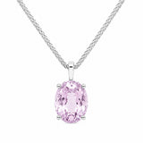 HAUTE COUTURE COMPOSERS COLLECTION Oval 7.8 Carat Natural Semi-Precious Kunzite Pendant on Sterling 1.1 mm Round Wheat Chain,18