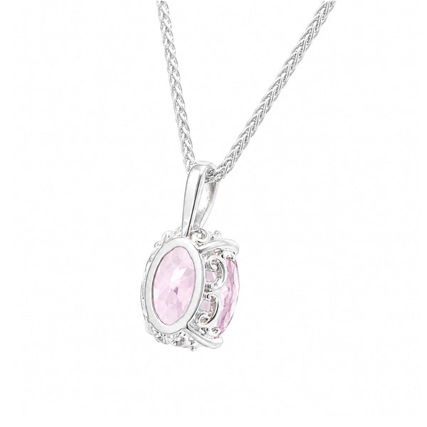 HAUTE COUTURE COMPOSERS COLLECTION Oval 7.8 Carat Natural Semi-Precious Kunzite Pendant on Sterling 1.1 mm Round Wheat Chain,18" (Pendant & Chain Sold Together. Pendant is Removable from Chain).
