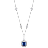 Sterling Lab Created Sapphire Cushion Cut Pendant on 18