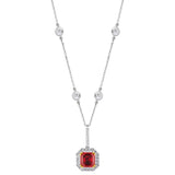 Sterling Garnet Hued Asscher Cut Pendant on 18