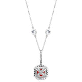 Sterling Garnet Hued Asscher Cut Pendant on 18