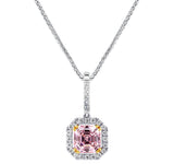 Sterling Fancy Light Pink Asscher Cut Pendant on 18