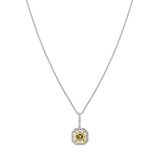 Sterling Fancy Light Yellow Asscher Cut Pendant on 18
