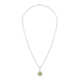 Sterling Fancy Light Yellow Asscher Cut Pendant on 18