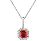 Sterling Garnet Hued Asscher Cut Pendant on 18