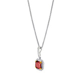 Sterling Garnet Hued Asscher Cut Pendant on 18