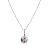 Sterling Garnet Hued Asscher Cut Pendant on 18