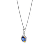 Sterling Lab Created Sapphire Cushion Cut Pendant 18
