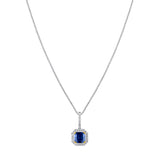 Sterling Lab Created Sapphire Cushion Cut Pendant 18