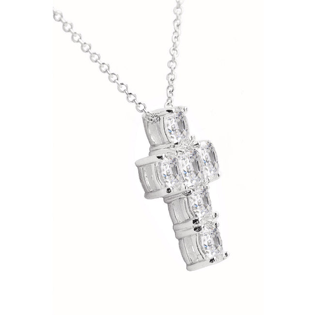Silver 4mm Bespoke Couture Cross Necklace