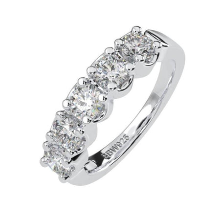 Sterling Silver 4 Carat Round Solitaire Ring on Eternity Band