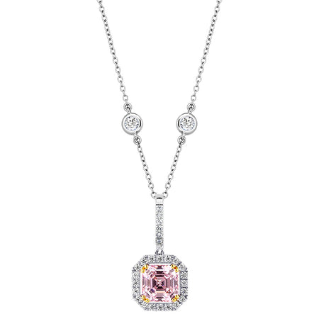 Sterling Lab Created Sapphire Cushion Cut Pendant on 18" Regal Short Floating Chain (Pendant & Chain Sold Together. Pendant is Removable from Chain).