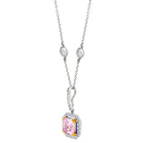 Sterling  Fancy Light Pink Asscher Cut Pendant on 18