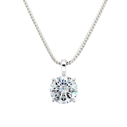 Sterling 10 mm Clear Round Filagree Pendant on 18" Adjustable Franco Chain